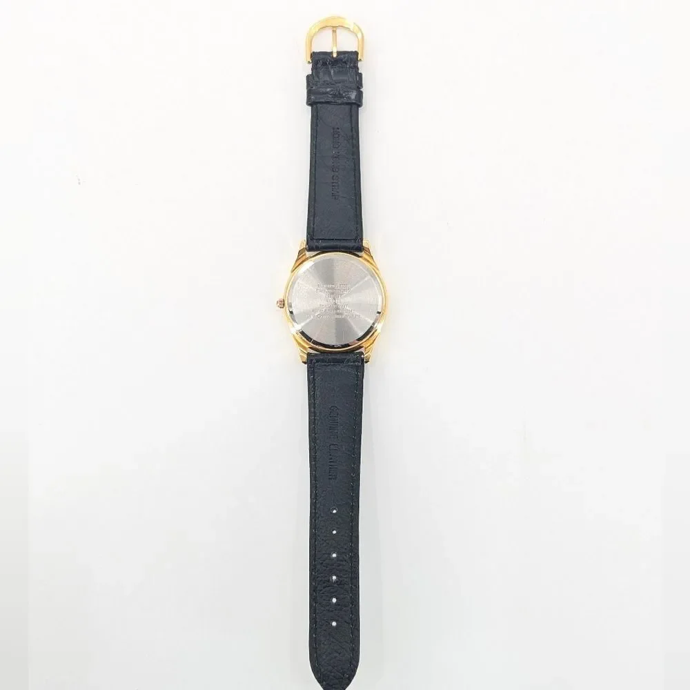Armitron Looney Tunes Collectors Edition Gold Black Leather Band Watch